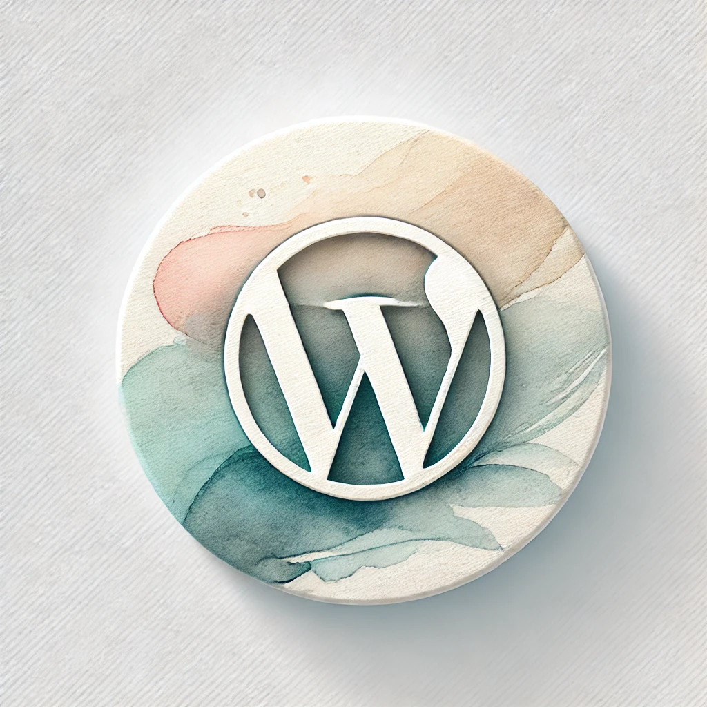 WordPress logo, waterloured pin.